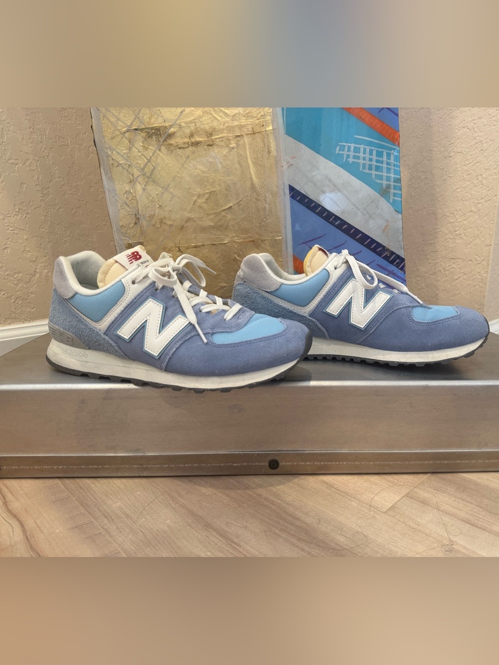 New Balance Mens 574 Blue and Light Blue Sneakers